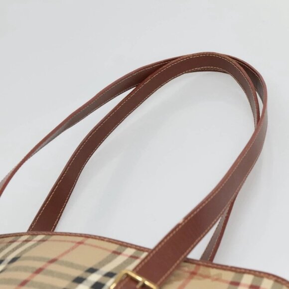 BURBERRY Nova Check Shoulder Bag PVC Beige Gold Auth yk18181 - Picture 9 of 16